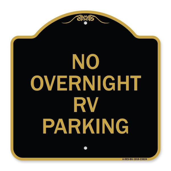 Signmission Designer Series Sign No Overnight RV Parking, Black & Gold Aluminum Sign, 18" x 18", BG-1818-23824 A-DES-BG-1818-23824 - main